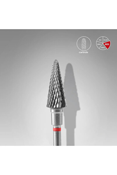 STALEKS Sert Alaşım Koni Freze, Kırmızı, Çap 6 mm / Çalışma Kısmı 14 mm, Adet