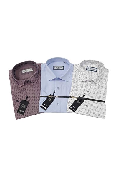 Louis Fabel 3-Piece Slim Fit Men's Short Sleeve Shirt Set – Size m