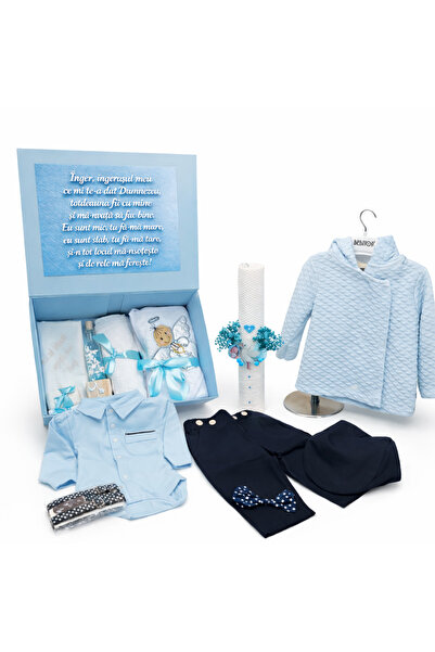 kizu Ολοκληρωμένο σετ βάπτισης για αγόρια με κομψά ρούχα και μπλε διακοσμημέν...