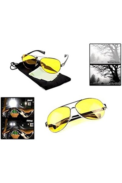 AyrStore Mobgift Anti Far Damla Unisex Gece Görüş Gözlüğü - Sarı