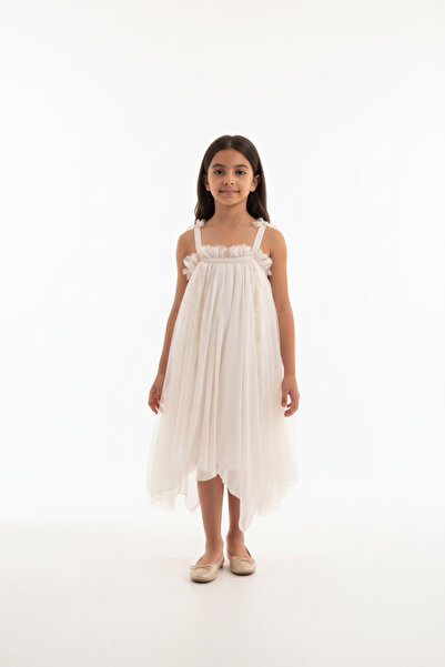 SOULTAN Net Transparent Floral embroidered Dress for Girls