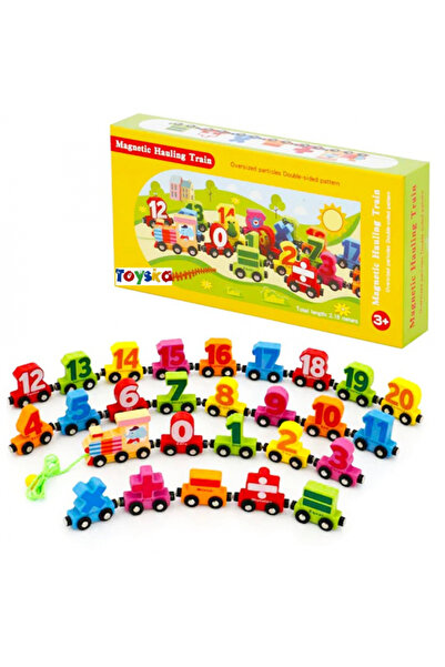 Toyska Ξύλινο τρένο με Διπλό αριθμούς ρυμούλκησης και μαγνητικά βαγόνια, πολύ...