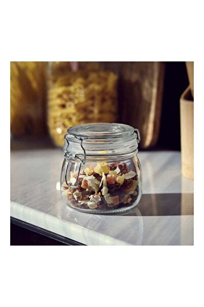 Home Box Atlanta Transparent Glass Container with Metal Clip 450ml