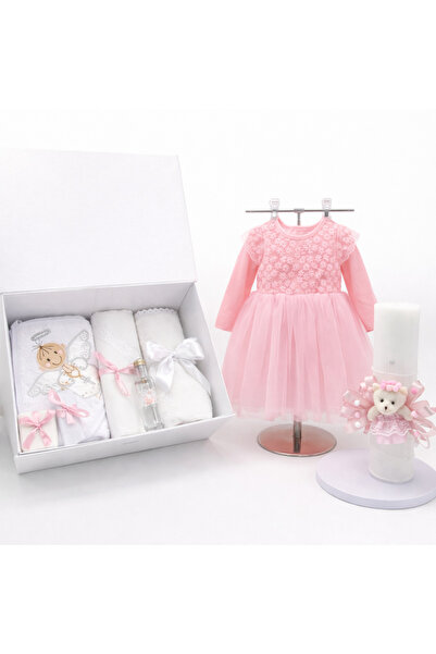 kizu Set complet de botez pentru fetițe cu rochie 3-6 luni