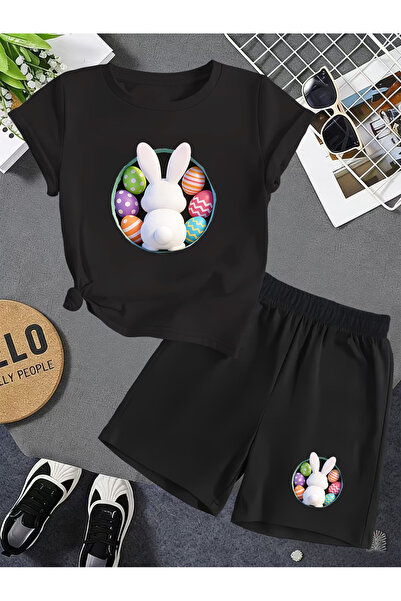 Flow touch Rabbit Printed Oversized Shorts Set