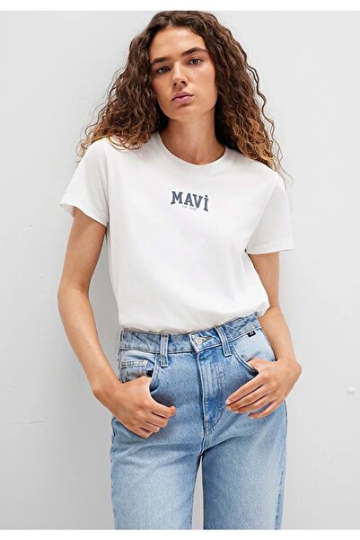 Mavi M1613412 Logo Štampano Majica T-shirt Ženska majica BELE