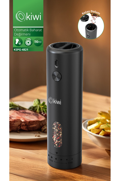 Saatistan Kompakt Şarjlı Tuz ve Karabiber Öğütücü, Otomatik Baharat Değirmeni