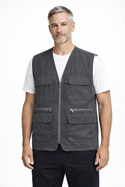 BURSPA Comfortable Cut Multi Pocketed Cotton Pack Classic Men's Dad Vest