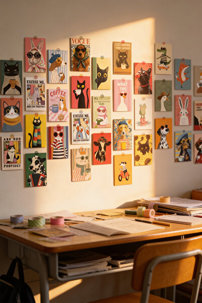 tifopix Modern Estetik Poster Seti Animal Team 36 Parça Çerçevesiz - Kalın Ku...