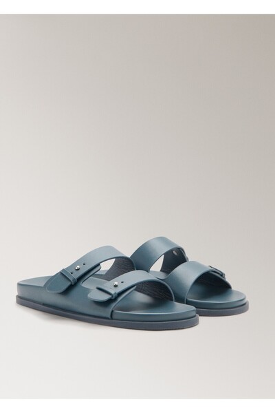 MANGO Woman Çift tokalı deri sandalet