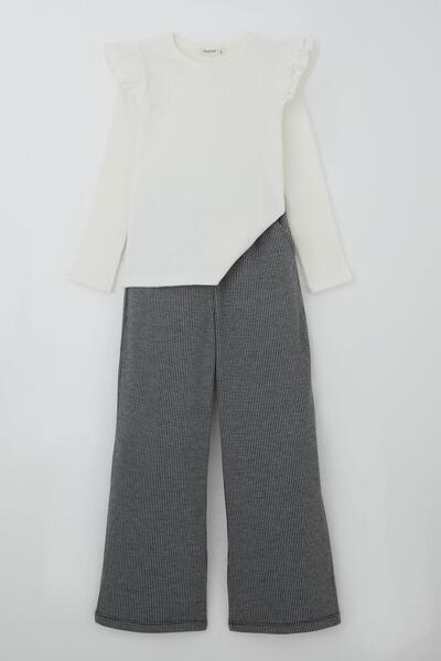 Breeze Devojčički kostim sa pantalonama sa detaljima u obliku krzna, houndsto...