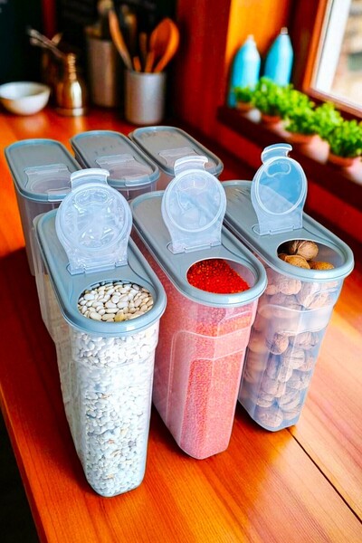 Saatistan 6'lı 6 Litre Saklama Kabı Seti, Şık ve Pratik Kiler Kutuları