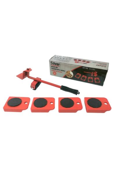 Trendily Palan manual, set de ridicare și mutare mobilă argintiu, roșu