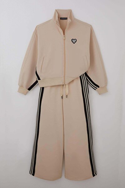 LOCO LOCO KIDS Locoloco Girls' Tracksuit Set with Heart Rubber Emblem and Zip...