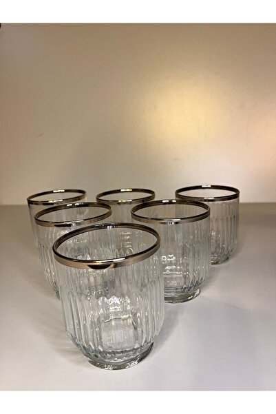 Paşabahçe 6'lı Gümüş Yaldızlı Cam Bardak Seti