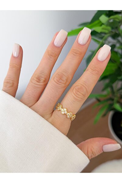 Venus Design Steel Stone Clover Ring (Adjustable)