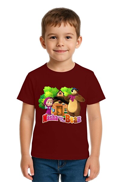SEDİRLİ Tricou unisex pentru copii Masha și Ursul cu imprimeu bumbac bucăți d...
