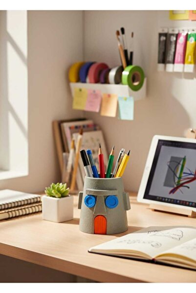 NEXUSS DESIGN Süngerbob Tasarımlı Kalemlik – Dekoratif Masaüstü Kalem ve Fırç...