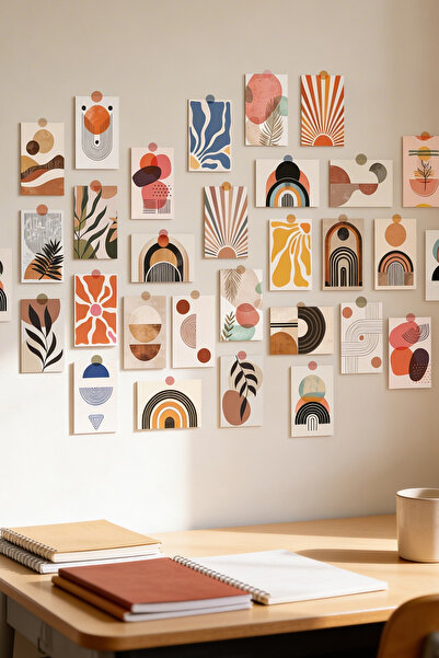 Modern Aesthetic Poster Set Bohemian 30-Piece Frameless - Thick Coated Paper