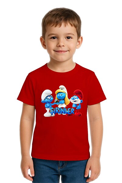 SEDİRLİ Tricou unisex pentru copii Smurfs cu imprimeu bumbac bucăți din bumba...
