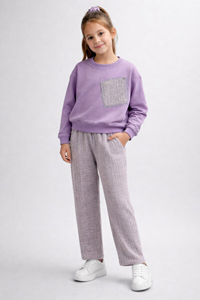 Universal Bayramlık Kız Çocuk Tüvit Kumaş Alt- Üst Takım