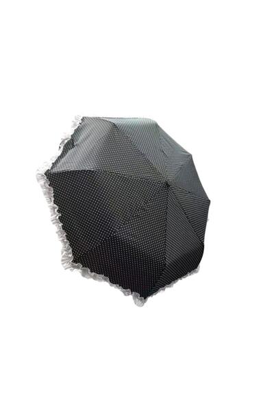 lorashop Puantiye Desenli Fırfırlı Kadın Şemsiye | Otomatik Açılır | Rüzgara ...
