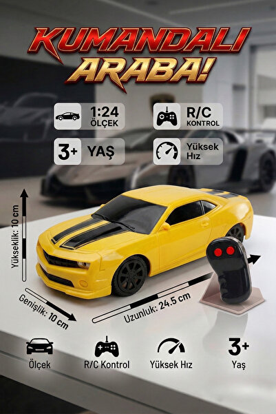 craftivio Uzaktan Kumandalı Araba 1:24 Ölçek Yarı Fonksiyonlu İleri Geri Hare...