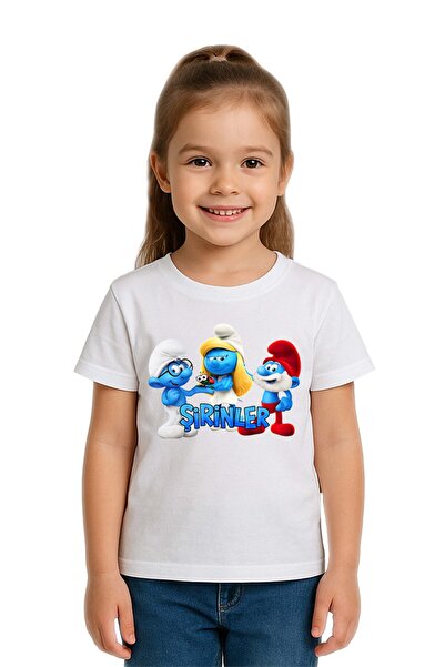 SEDİRLİ Tricou unisex pentru copii Smurfs cu imprimeu bumbac bucăți din bumba...
