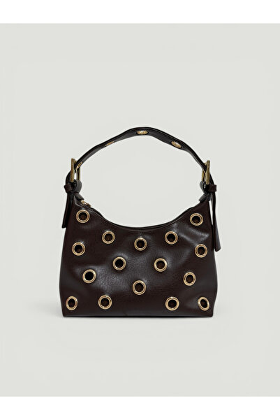 EBROU Γυναικείο καφέ χρώμα με Τσάντα ώμου τρύπες Με λεπτομέρειες τρουκ – Με μ...