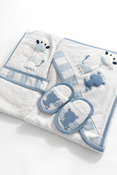 moukou طقم روب حمام للأطفال مطرز بيبي بورنوز من كيوت جيرافا - 100% قطن - قطن ...