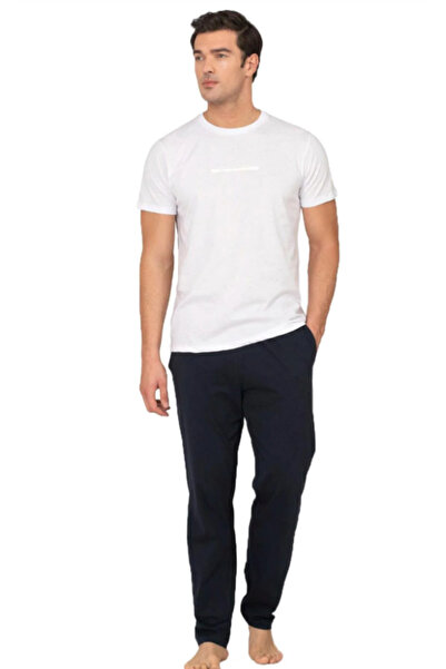 Pierre Cardin Men's Short Sleeve Crew Neck Combed Cotton Pajama Set