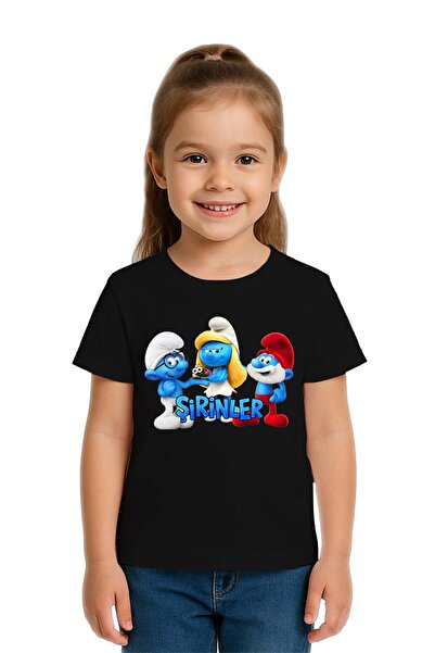 SEDİRLİ Tricou unisex pentru copii Smurfs cu imprimeu bumbac bucăți din bumba...