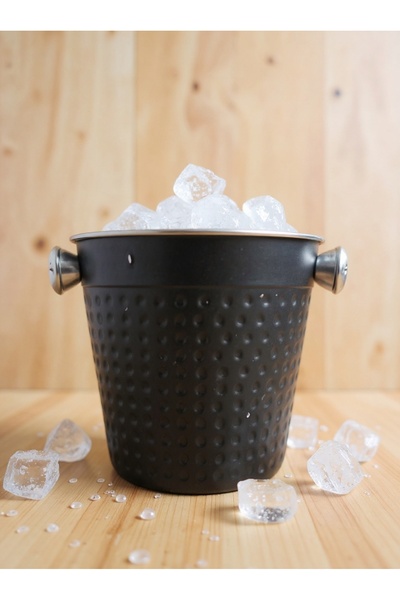 Iso Stainless steel ice bucket 14 cm, black on the outside - ice cube container