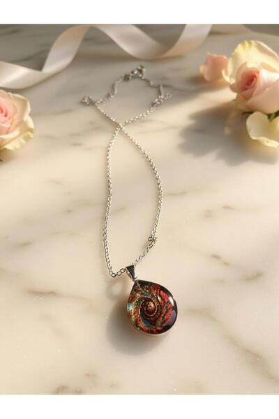 naturel glow El Yapımı Cam Sanatı Damla Kolye Ucu – Galaksi Desenli Özel Tasa...