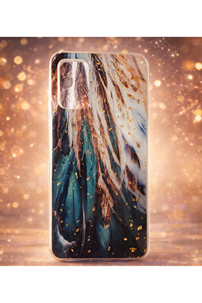 Xiaomi Husă Gold Glam Feathers pentru Poco M3 – Strălucire & Stil Premium