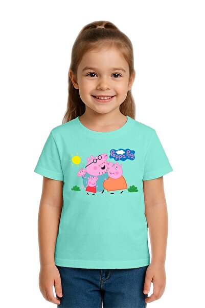 SEDİRLİ Unisex Peppa Pig baskılı Çocuk Tişört pamuklu penye kumaş