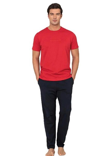 Pierre Cardin Men's Short Sleeve Crew Neck Combed Cotton Pajama Set