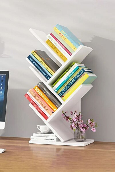 DUDECOR Kitaplık Beyaz De Monte Kitaplık 4 Raflı Kitaplık (Kolay Kurulum) Ahş...