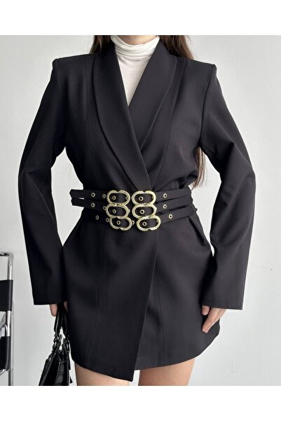 cottonage Women's New Season Padded Shoulders Belden Belt Detail Design Jacket