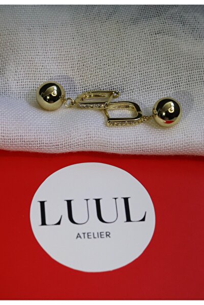 LUUL ATELIER XUPING Zirkon Taş Sallantılı Top 14K Gold Çelik Küpe