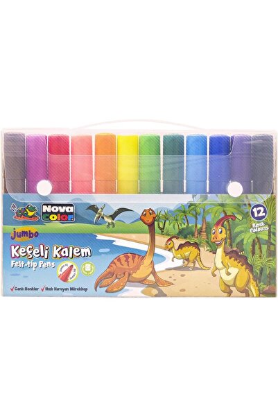 Nova Color قلم فلوماستر 12 قطعة جامبو NC-874