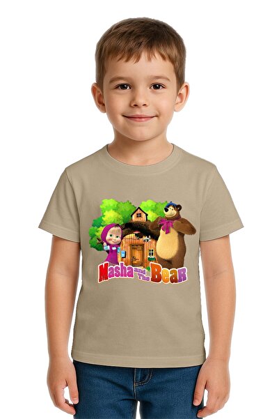 SEDİRLİ Tricou unisex pentru copii Masha și Ursul cu imprimeu bumbac bucăți d...