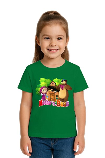 SEDİRLİ Unisex Masha the Bear με τύπωμα Παιδικό μπλουζάκι από χτενισμένο βαμβ...