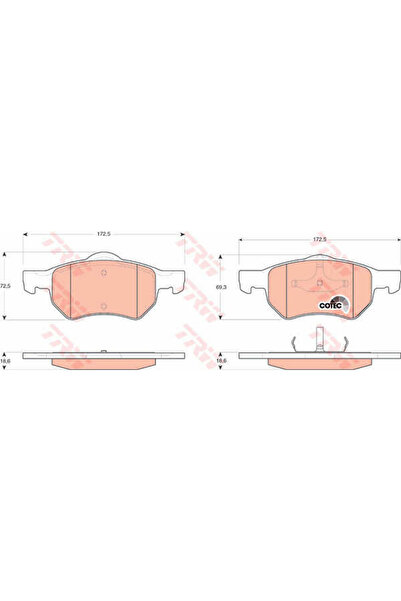 TRW Σετ τακάκια φρένων, δισκόφρενο GDB4128