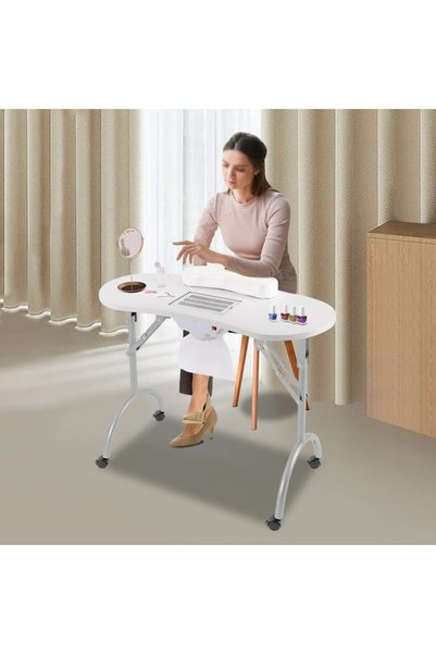 ZoePRO COOL Masă de manichiură pliabilă cu sertar și aspirator încorporat