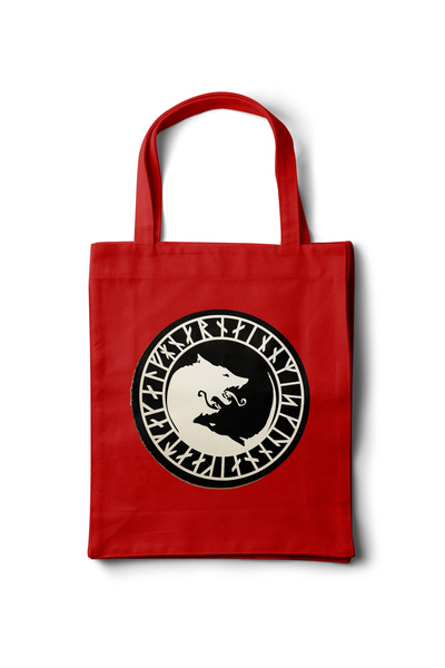 INKD Sanatsal Gabardine Cloth Bag – Norse Wolf Logo Printed Design - 35X40