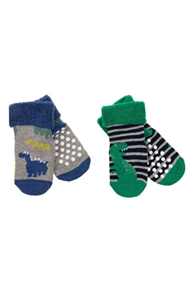 OEM Sosete de Iarna Gri Verzi cu Model Dinozaur Anti Slip pentru Copii - 4 pe...