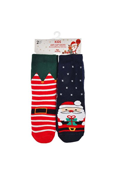 OEM Red Christmas Socks with Striped Santa Claus Pattern Anti-slip Gift for C...