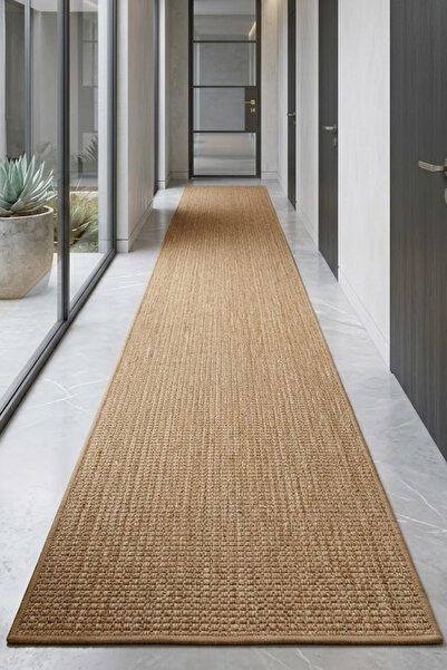 VOPTEKS Sisal Halı Kahverengi Yolluk Hasır Halı Jüt Halı Sisal Kilim Yıkanabi...