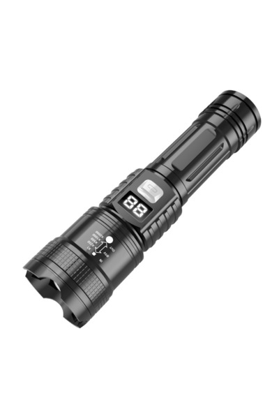 Spon Professional handheld flashlight – digital display, USB charging, lighti...